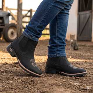 Botina Bota Masculina Country Bico Quadrado Bordada Texana Cowboy Rodeio Boiadeiro Fazenda em Oferta na Shopee