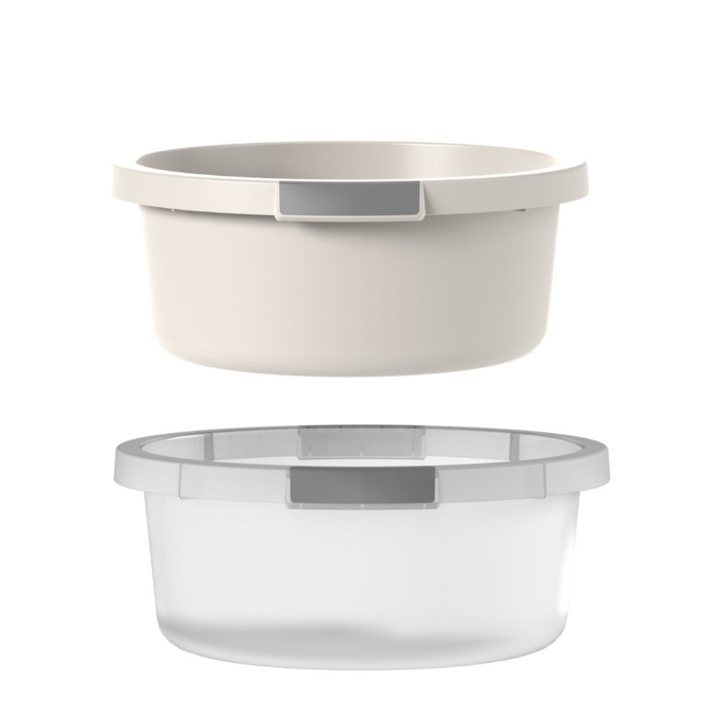 Bacia OU Flow 5L Cor Bege e Natural – Pega Ergonômica, Gradação Interna, Ideal para Limpeza em Oferta na Shopee