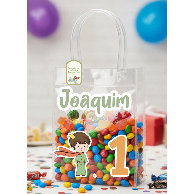 Kit Personalizado de Adesivos Pequeno Principe Para sacolinha Transparente NÃO ACOMPANHA SACOLA-Lembrancinha Aniversário