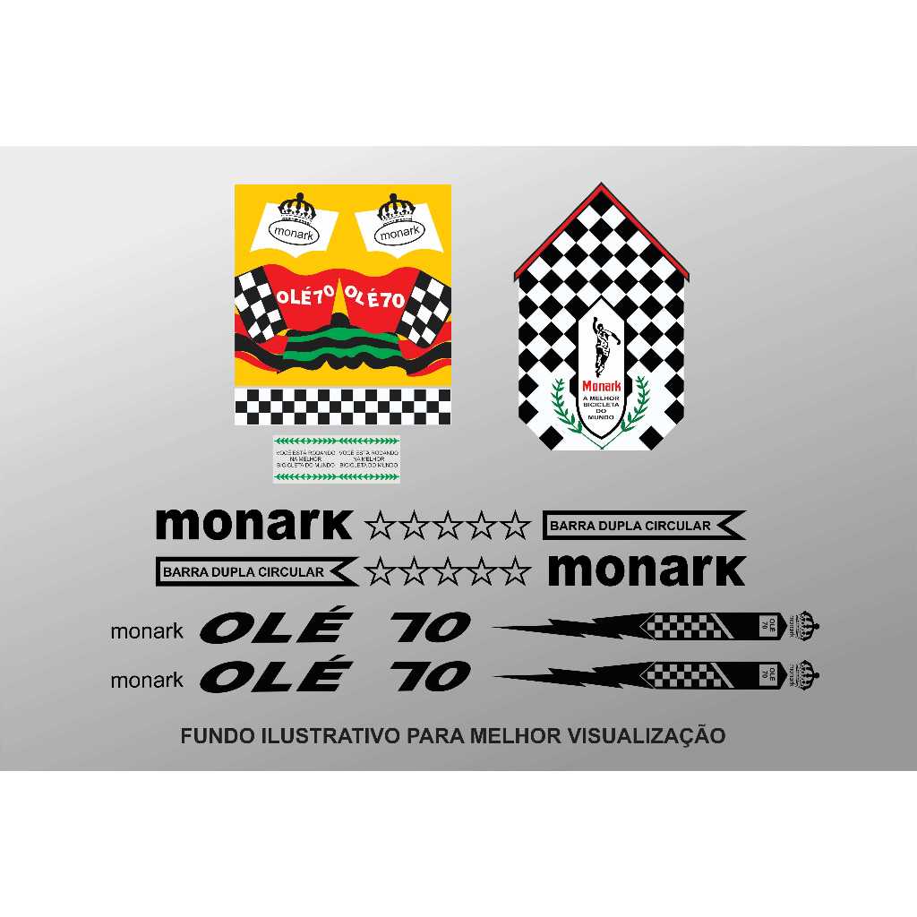 Adesivos Bicicleta Monark Barra Dupla Circular 1970 (Olé 70)