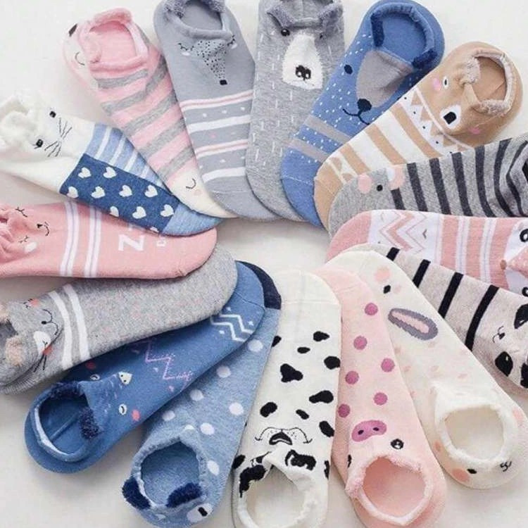Kit 3 ou 6 Pares de Meias Invisíveis Adulto em Algodão – Confortáveis e Estampadas