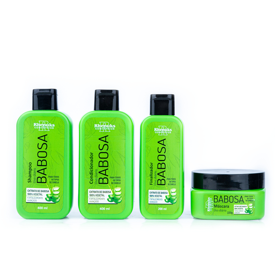 Kit Capilar Rhenuks Babosa Aloe Vera 4 Produtos Fortalecimento Hidratação Regeneração 400ml 280g