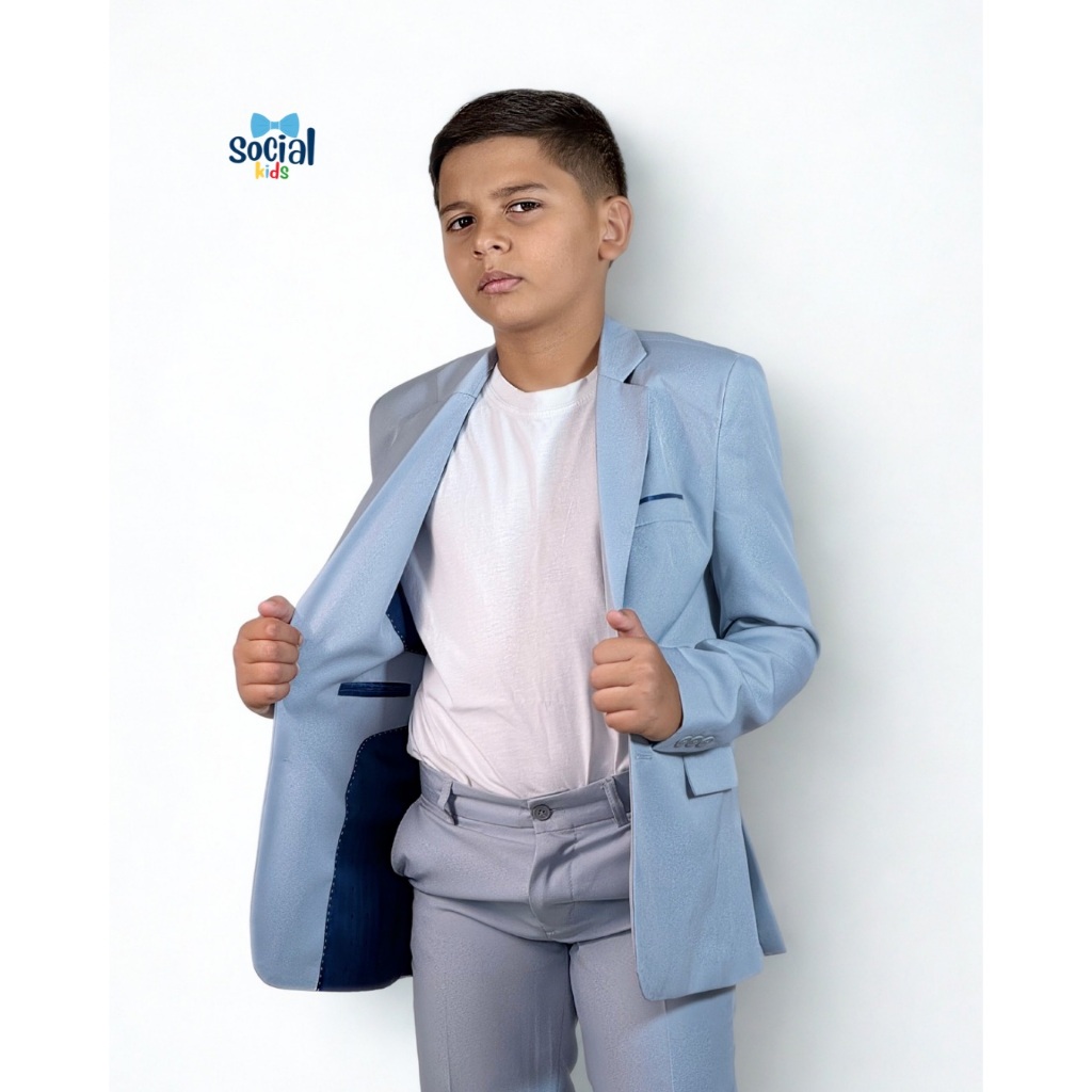 Terno Infantil (Calça e Paleto)cor Cinza Claro