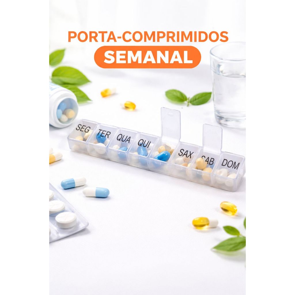 Porta Comprimidos Semanal Remédio com diferentes / Porta Comprimido Organizador De Remédios Semanal