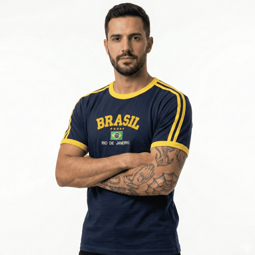 Camisa Bandeira Do Brasil Bordada Torcedor