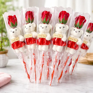 12 Flor Botão De Rosa Vermelha Perfumada C Ursinho Te Amo Presente Dia Das Mães Atacado Lembrancinha em Oferta na Shopee