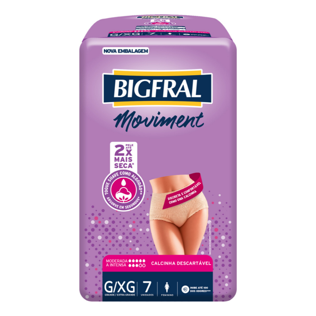 Bigfral Roupa Íntima Moviment Feminina G/xg Pct C/7un em Oferta na Shopee