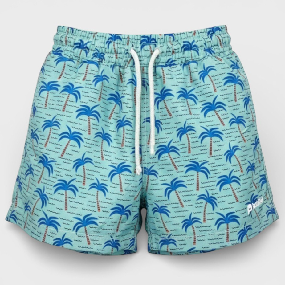 Short Moda Praia Infantil Masculino Meninos Bermuda Estampa Coqueiro Verde