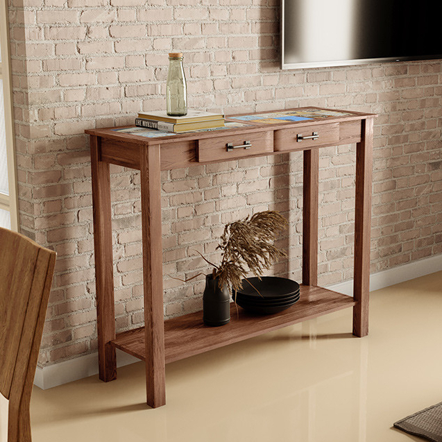 Aparador Sala de Estar New Rústico W02 Madeira Maciça Imbuia - Lyam Decor em Oferta na Shopee