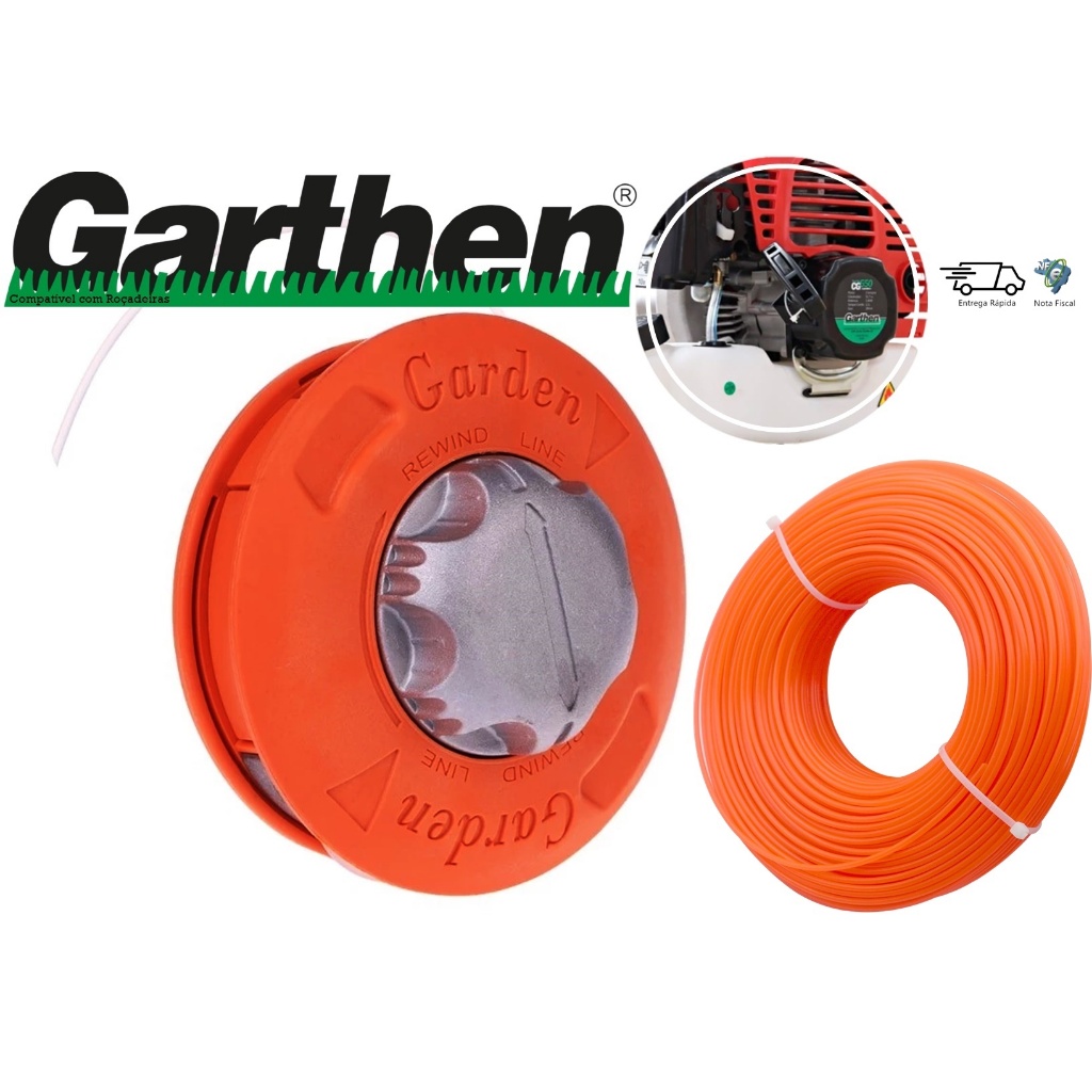 Carretel Nylon M10 Automático Fácil Recarga Roçadeira Garthen CG330B CG320 CG350 CG420 CG450 CG550