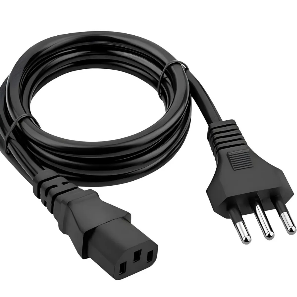 Cabo De Força Energia Tripolar C13 3 pinos Certificado Inmetro Br Para Monitores, Impressoras, TV, Panelas elétricas
