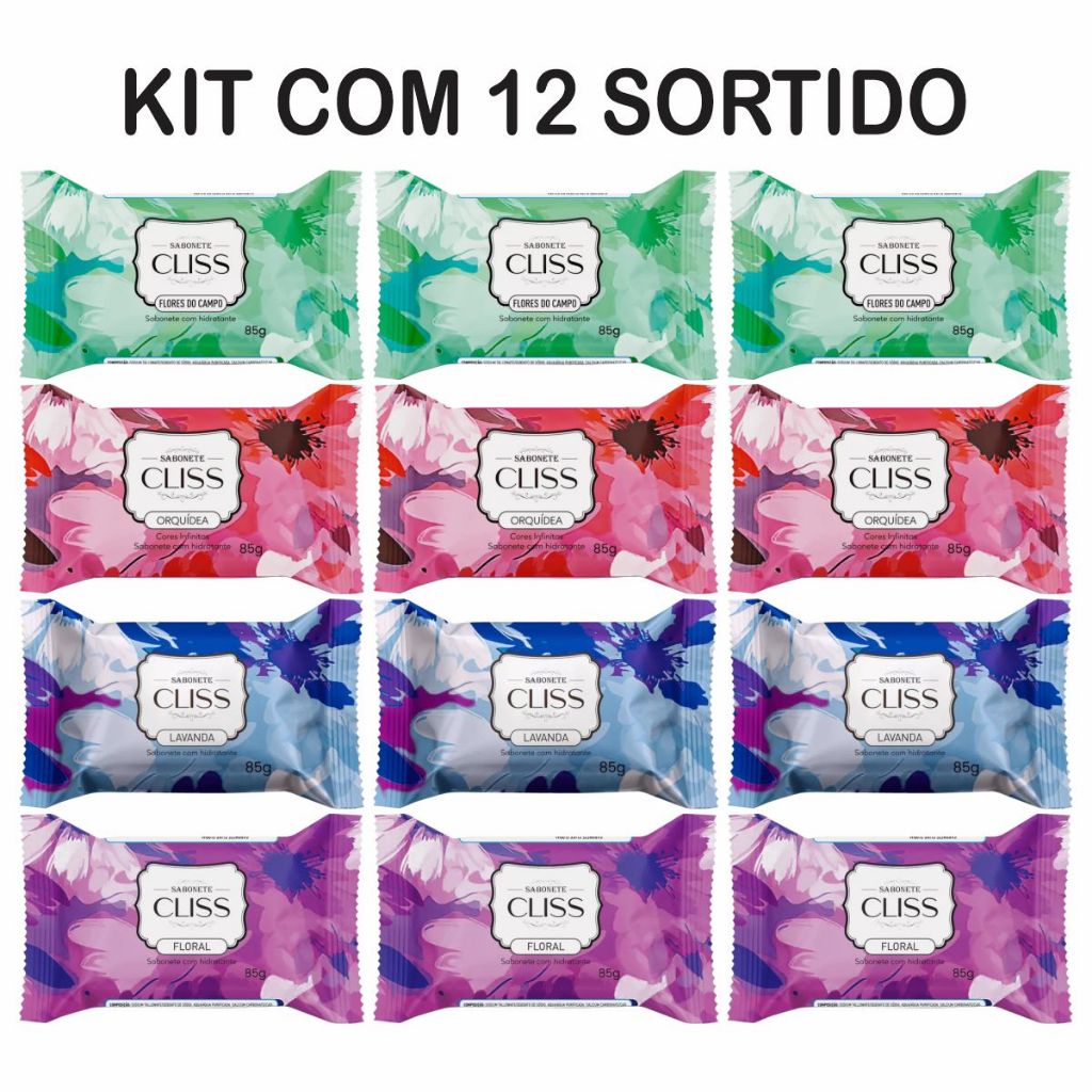 Kit Sortido Com 12 Sabonetes Em Barra Cliss 85g