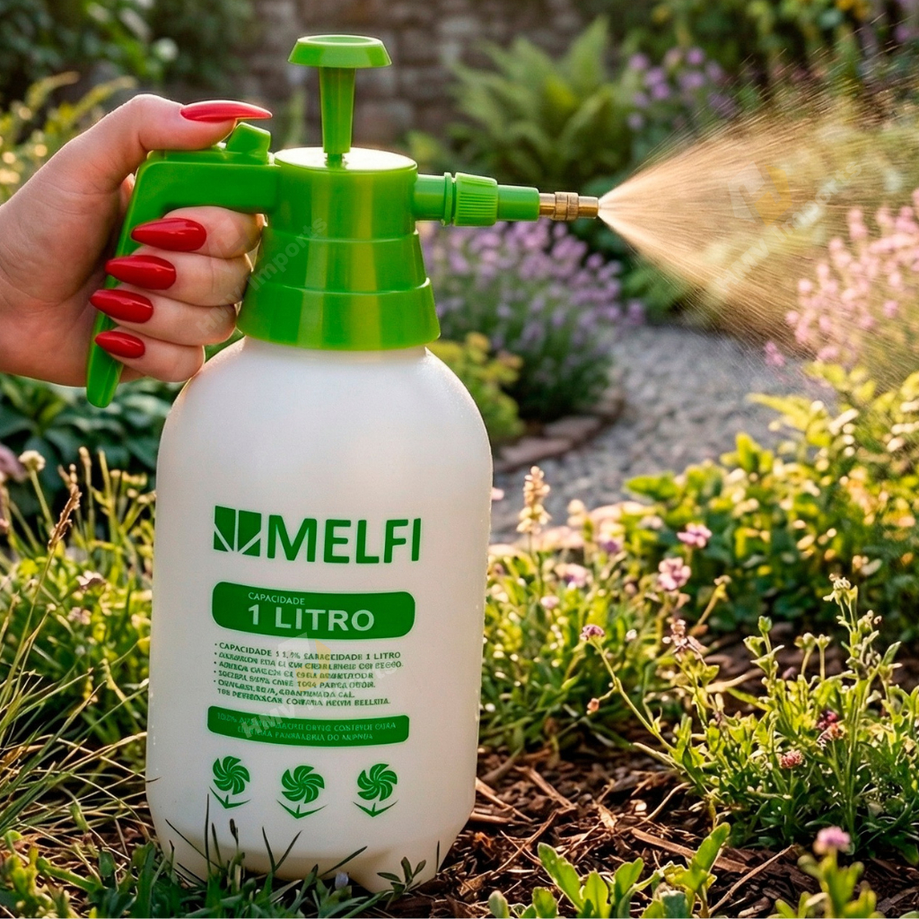 Pulverizador Borrifador Manual Compressão Prévia 1 Litro de Alta Pressão Bico Regulável Multiuso