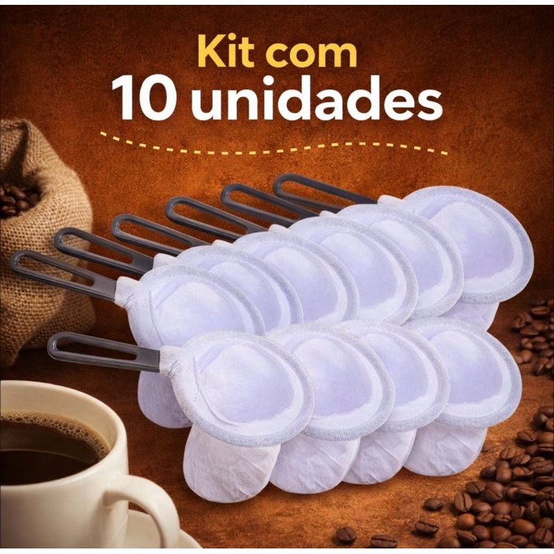 Kit com 10 ou 5 unidades coador de café de pano reutilizável sustentável Coador de Café de Pano Tradicional
