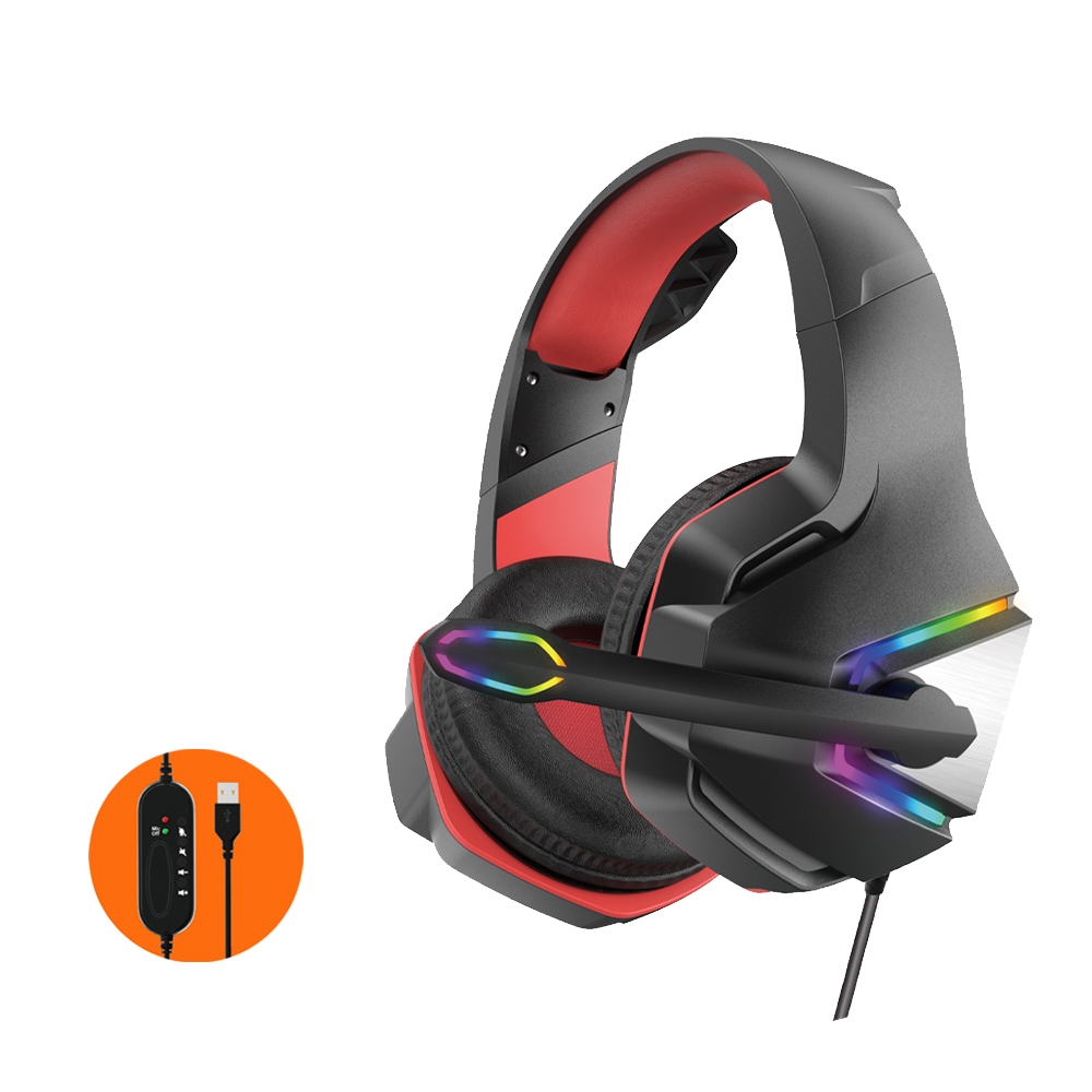 【Onex】Fone De Ouvido Headset Gamer com Fio Profissional Preto Led Rgb PC USB P2/P3 XBOX PS4 Vídeogame 1.5/1.8M