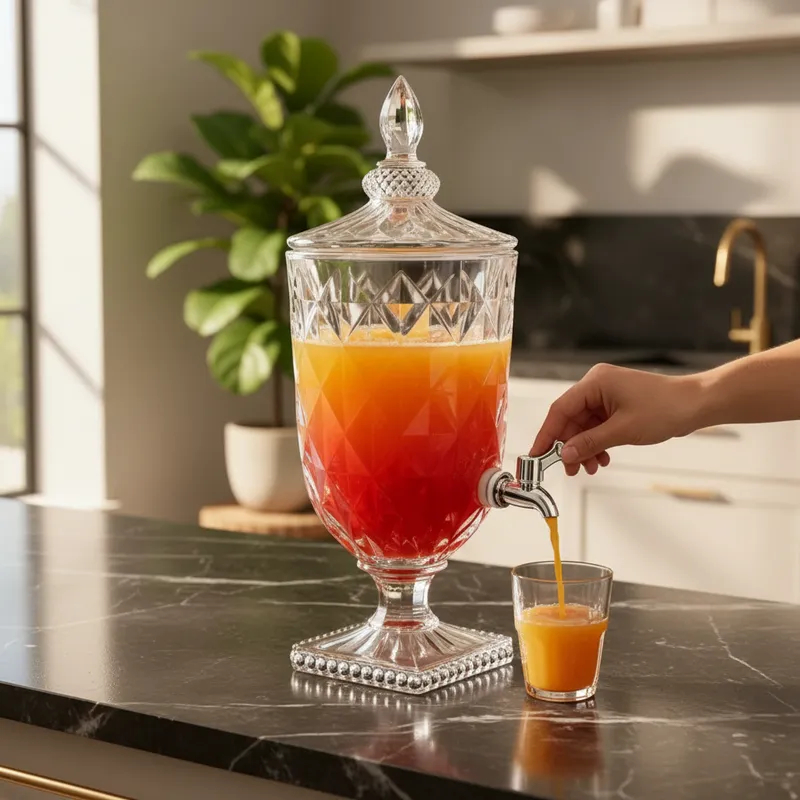 Suqueira de Vidro Dispenser Jarra Água Suco 5L c/ Torneira Diamond Festa Evento Buffet Envio Rápido!