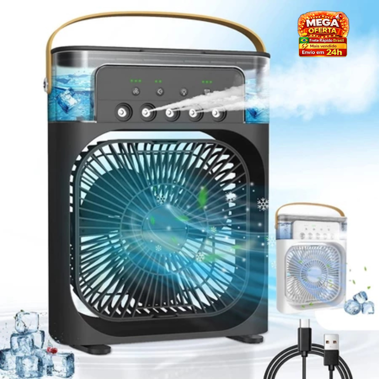 Ventilador Climatizador Portátil USB com Umidificador 400ml Silencioso Mini Ar Condicionado Mesa Escritório Quarto