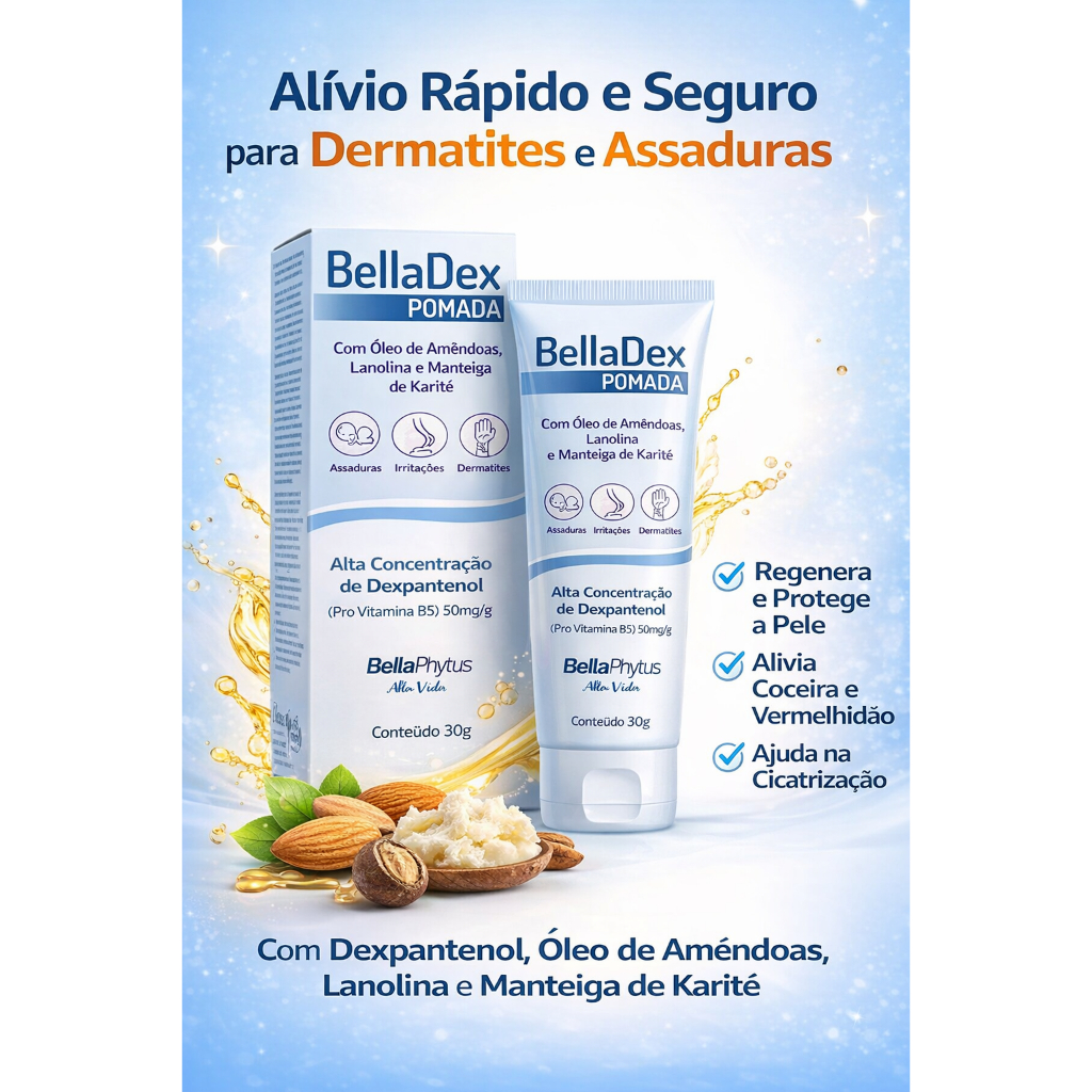 POMADA PARA DERMATITE DEXPANTENOL 30g BELLAPHYTUS em Oferta na Shopee