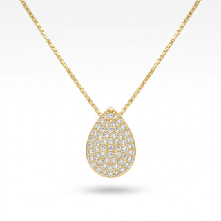 Colar Gota Cravejada Folheado a Ouro e Prata + Garantia em Oferta na Shopee
