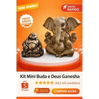 kit Deus Ganesha Pequeno e Mini Buda, decoração Hindu, decoração da prosperidade. em Oferta na Shopee