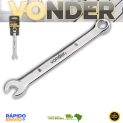 Chave Combinada 8mm Aço Cromo Vanádio Reta Cromada Vonder Oferta Premium Original Resistente