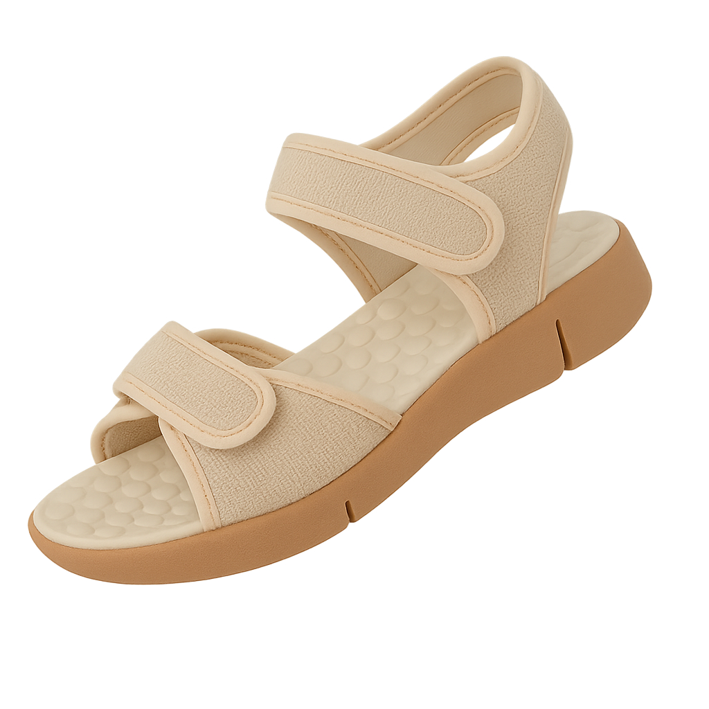 Sandália Feminina Ortopédica Macia Ultraconforto Massageadora Confortável Bege