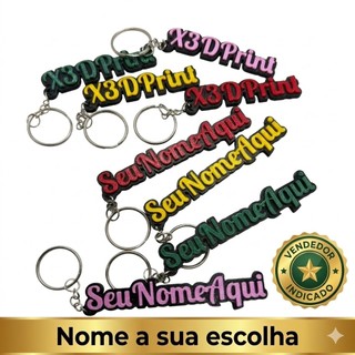 Kit Chaveiro Nome Personalizado em 3D Com Seu Nome / Variedade de Cores / Presente ou Lembrancinha / Nome a Escolha