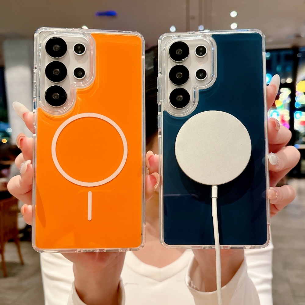 Capinha Capa Para S23 Ultra S24 Ultra S25 Ultra S26 Ultra Laranja Case Silicone Protetor Peli Came Case Orig Transparen
