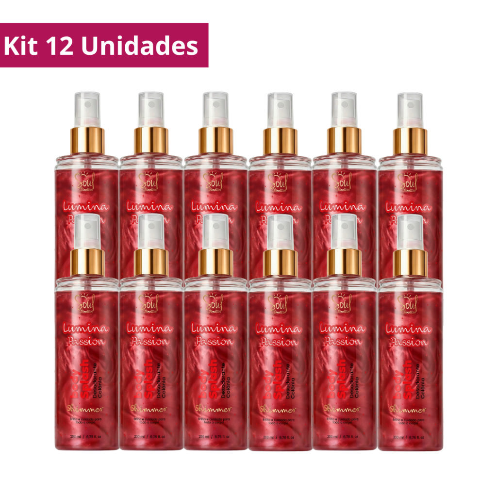 Kit 12 Body Splash Desodorante Colônia Shimmer Linha Lumina Soul Cosméticos 200ml em Oferta na Shopee