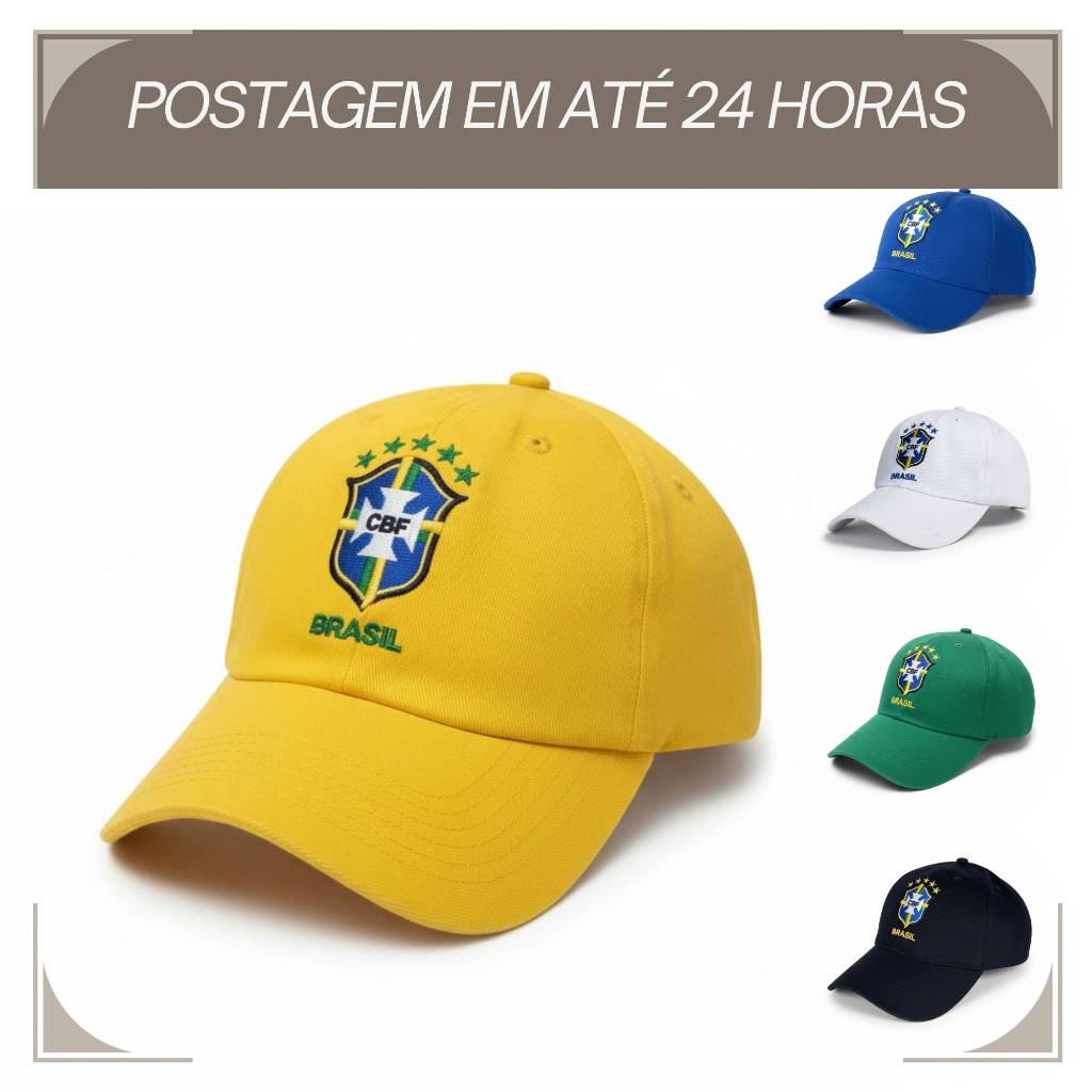Boné BRASIL Brasão Bordado Aba Curva Ajustável Unissex Seleção Brasileira em Oferta na Shopee