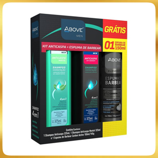 Kit Shampoo Anticaspas Fresh e Mentol 325ml+ Espuma De Barba Carvão 150ml - Above em Oferta na Shopee