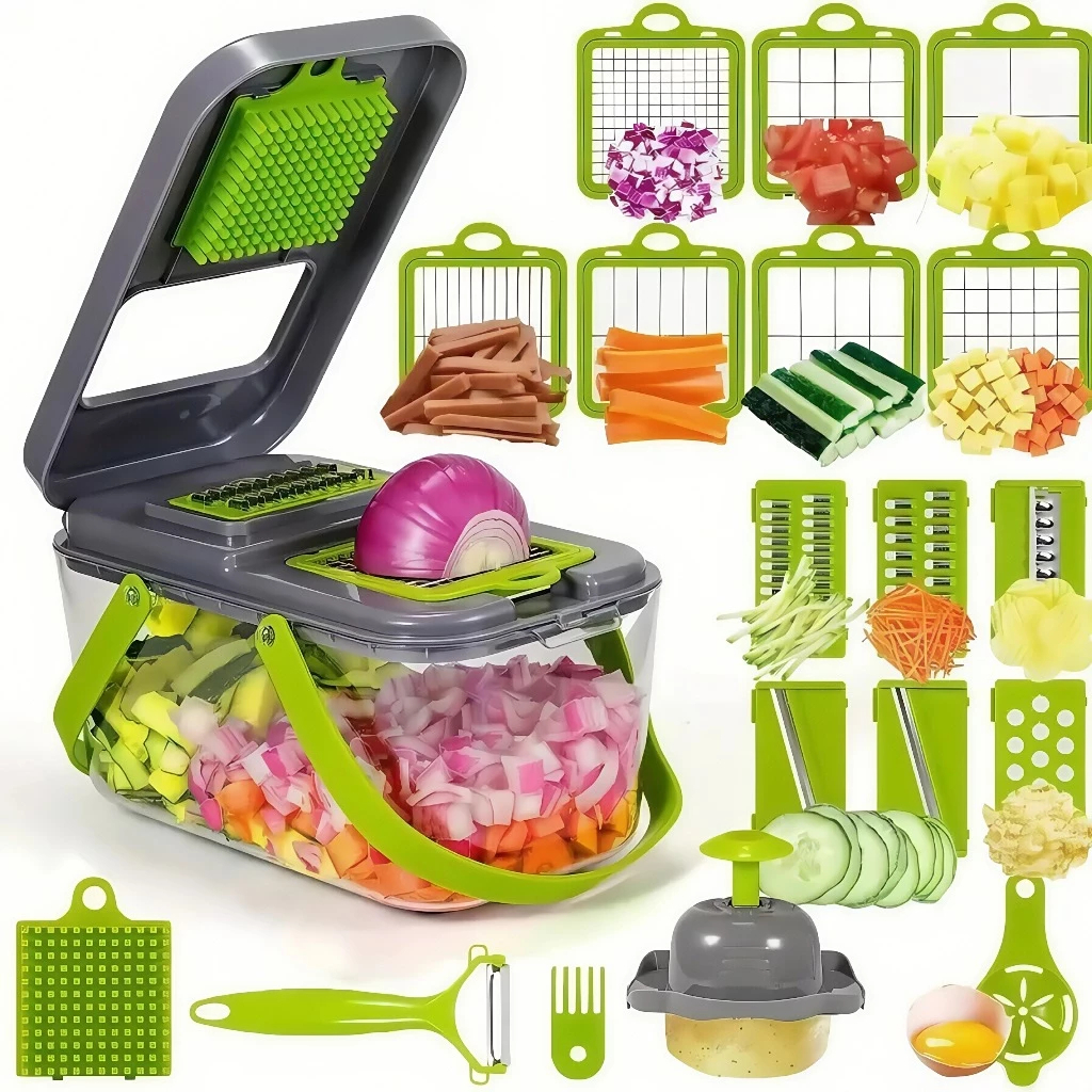 Fatiador Profissional 16 em 1 Multiuso Cozinha Slicer Aço Inox Cortador Ralador De Legumes Verduras Frutas Alime