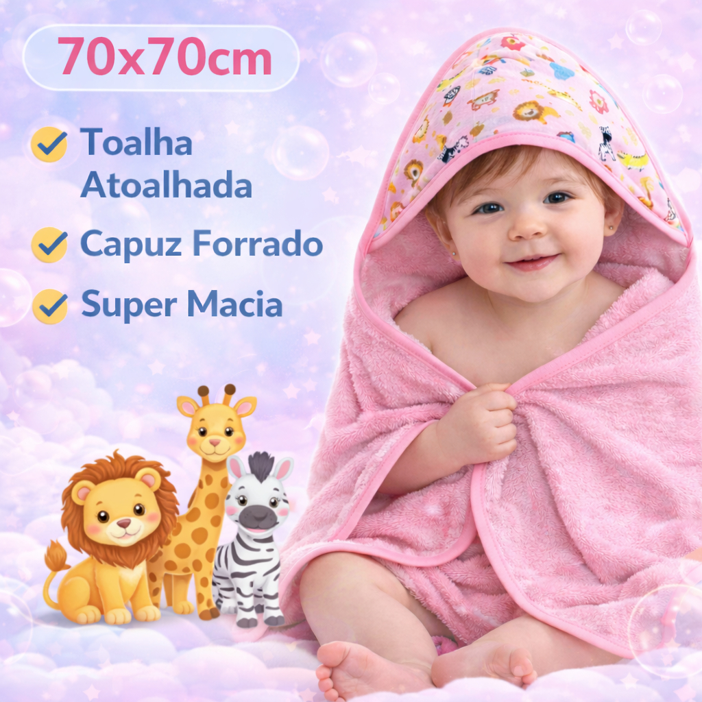 Toalha de Banho Bebê com Capuz Forrada Atoalhada Premium Alta Absorção – Roupão Infantil em Oferta na Shopee