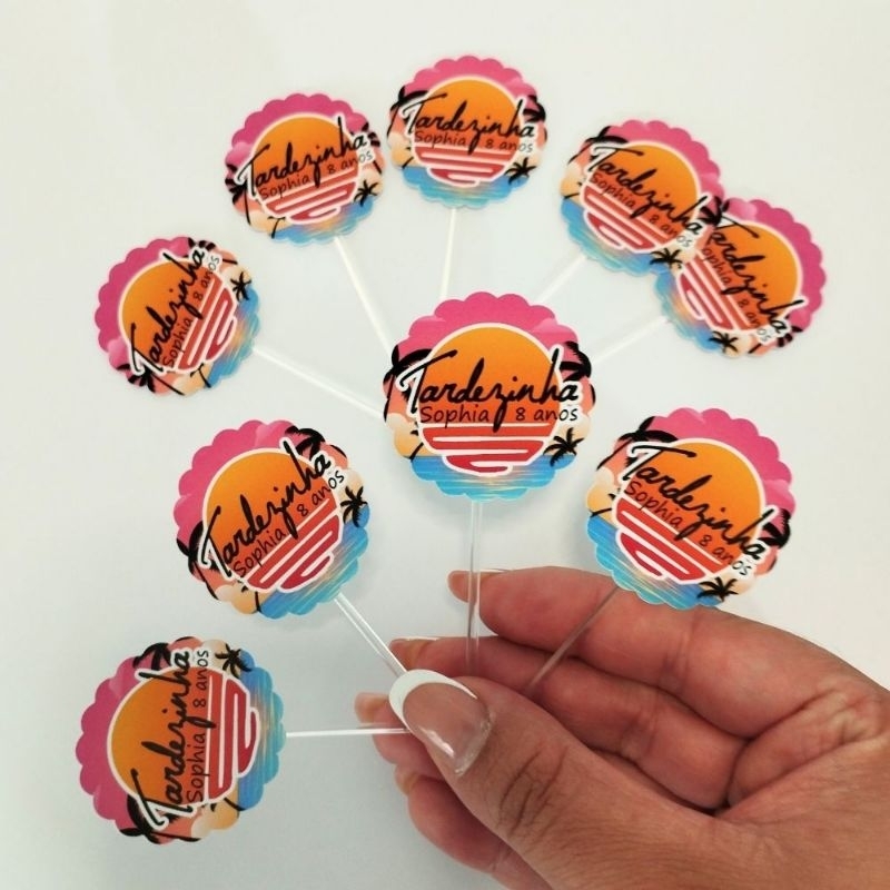 TOPPER DE DOCES OU CUPCAKE TARDEZINHA PERSONALIZADO/ANIVERSÁRIO INFANTIL/LEMBRANCINHA DE FESTA