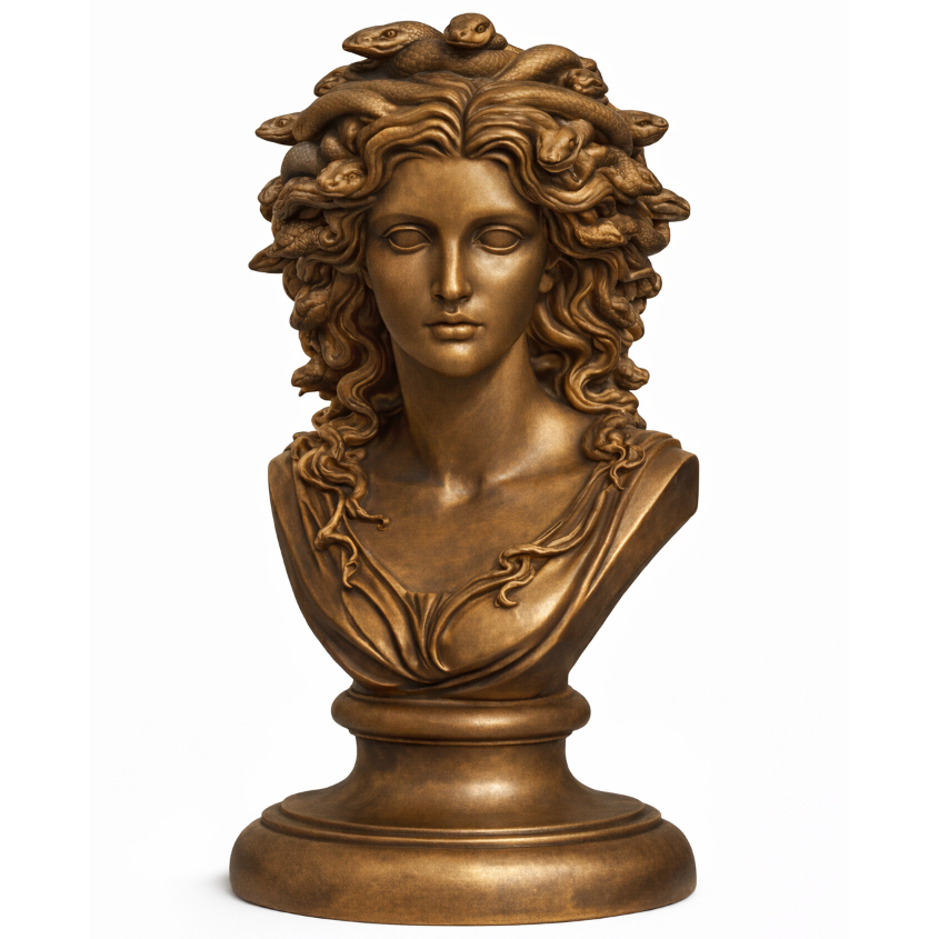 Busto Medusa Bronze 13cm Estátua Decorativa Mitologia Grega Escultura Medusa