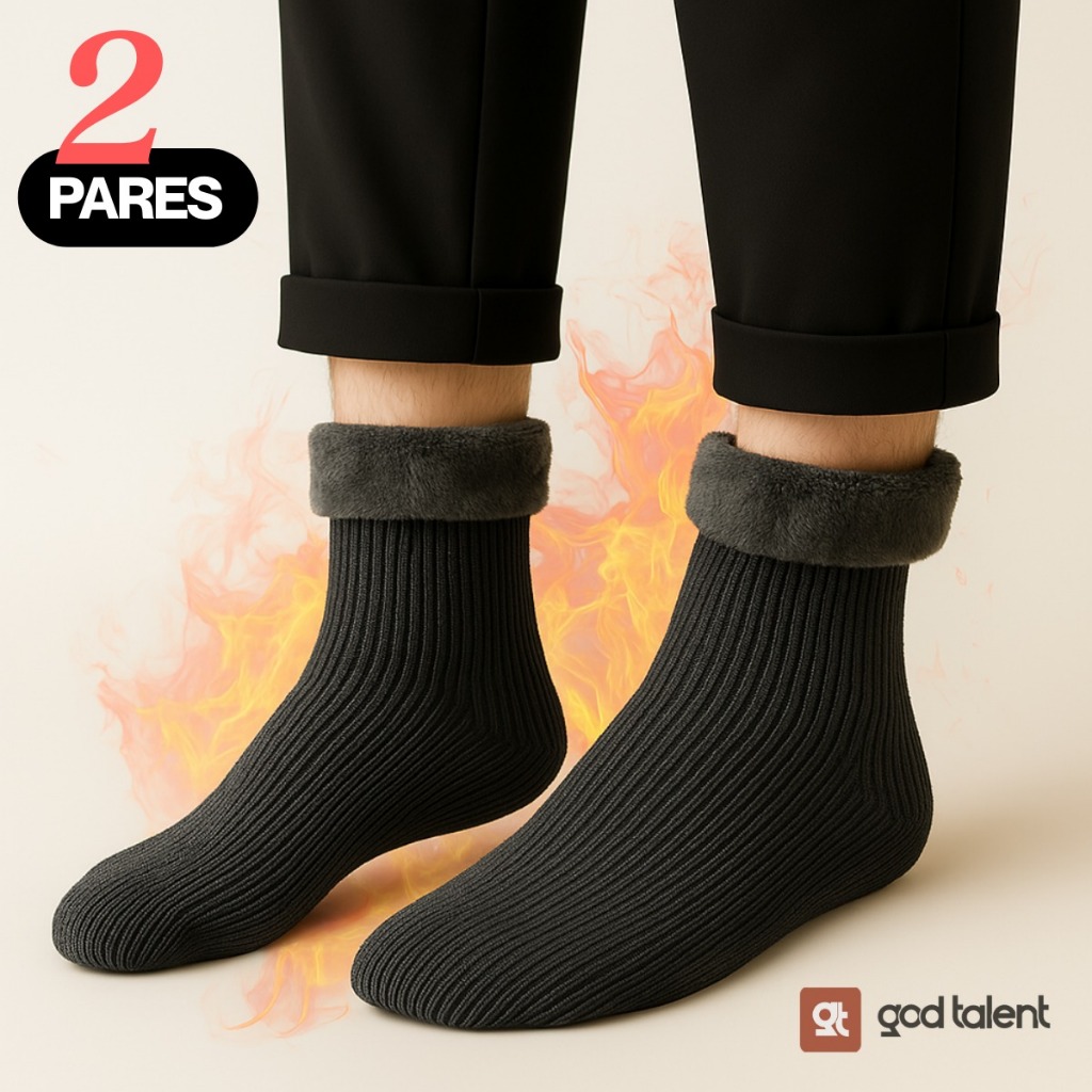 Kit 2 Pares de Meias Térmica Quente Grossa Frio Neve Forrada Quentinha em Oferta na Shopee