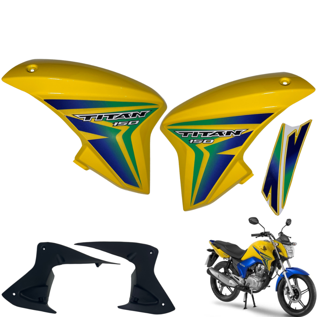 Carenagem Aba (asa) do Tanque Cg Titan 150 Modelo 2014 e 2015 + Par de Complementos Internos