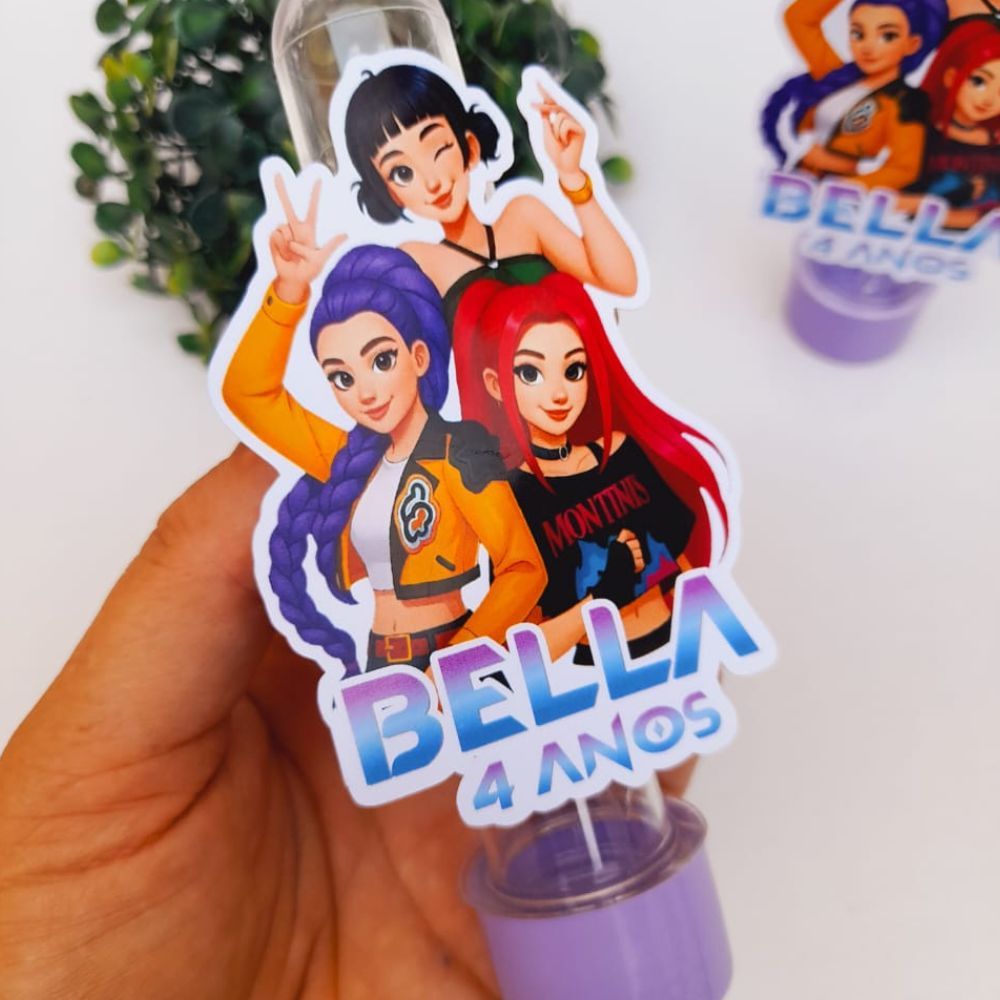 Aplique Tubete Personalizado Guerreiras do K-POP  | Lembrancinha Festa Infantil | Aniversario