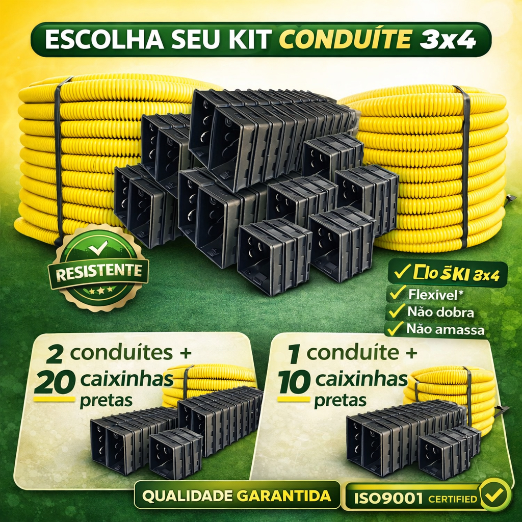 Kit canduite corrugado, conduite reforçado + caixinhas Preta
