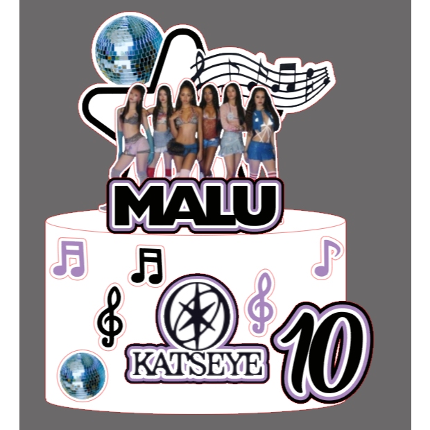 Topo de Bolo Katseye 2  Personalizado em Oferta na Shopee