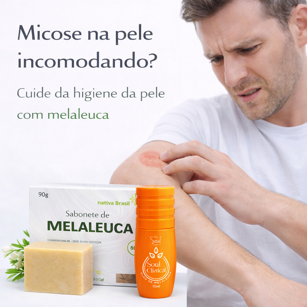 Kit natural de melaleuca sabonete + oleo para micoses frieiras de pele