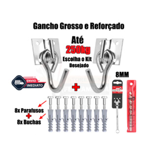Par de Gancho Armador de Rede Balanço até 250kg Aço Grosso Reforçado em Oferta na Shopee