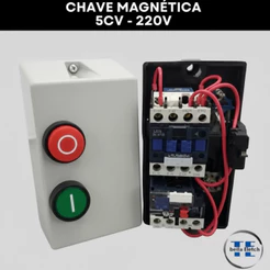 Chave Magnética Industrial 5CV 220V Trifásica para Motores Elétricos Painel de Partida