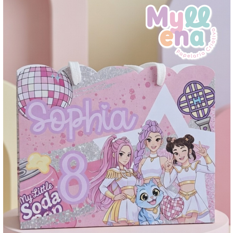 Sacolinha Personalizada Guerreiras do Kpop Huntrix | Lembrancinha Infantil | Pegue e Monte