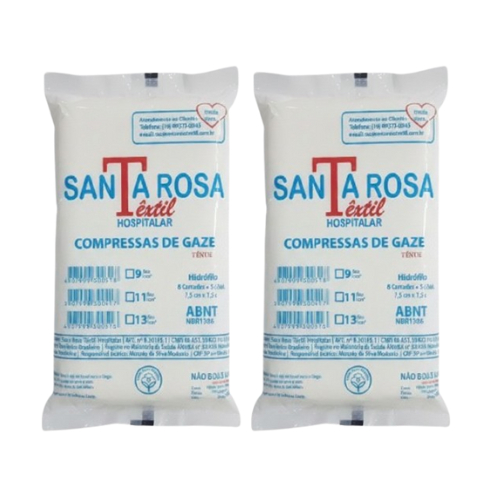 Compressa Gaze 7,5x7,5cm 13 Fios 250g Santa Rosa | Mais Vendida | Kit 2
