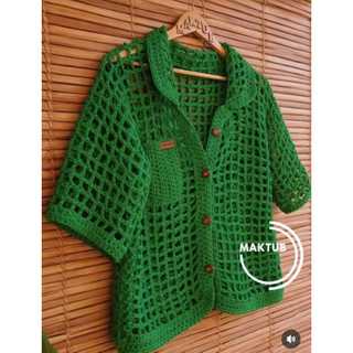 Blusa Brisa de Verão Blusa em crochê Camisa de Crochê Blusão em Crochet Blusa de Botão