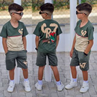 Roupa Infantil Masculina Camisa Malha Short Moletinho Confortável CR7 4 ao 12 Anos em Oferta na Shopee