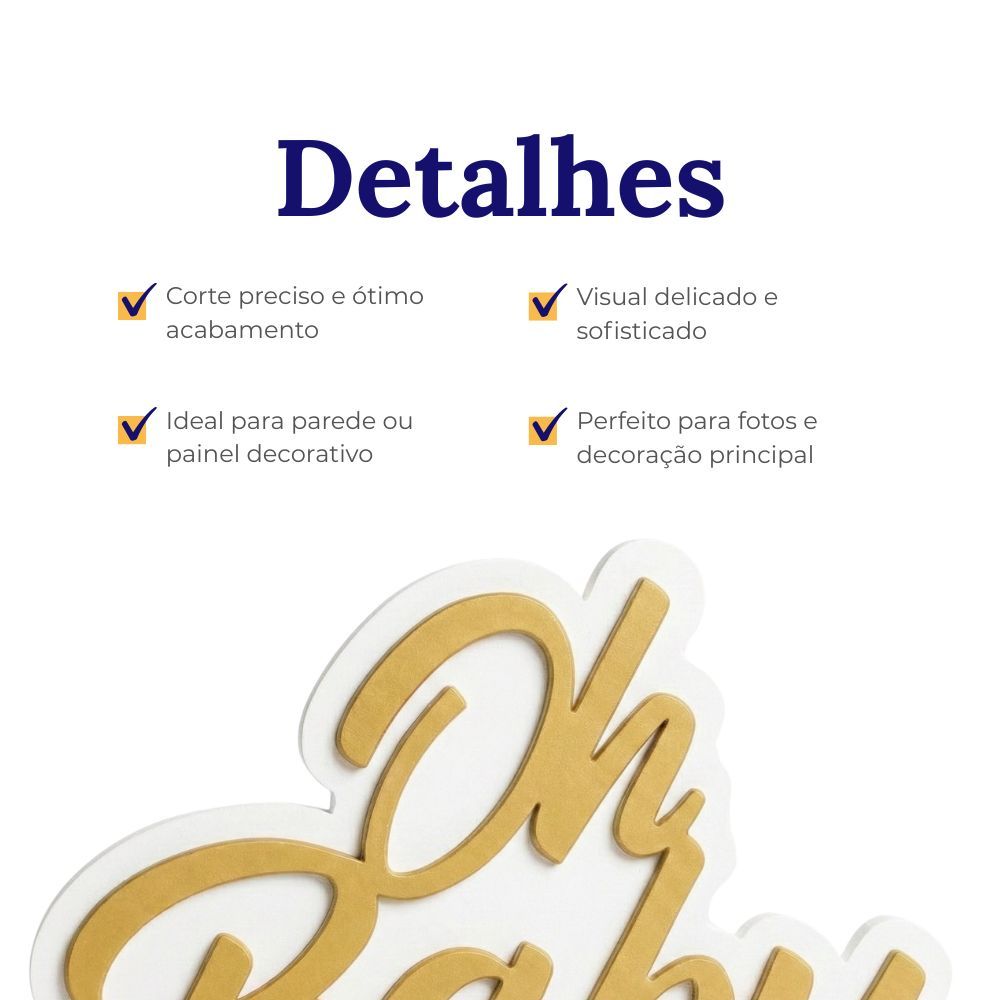 Palavra Oh Baby Mdf Letreiro Frase 60x40 Dourado personalizado — imagem 2 de 2