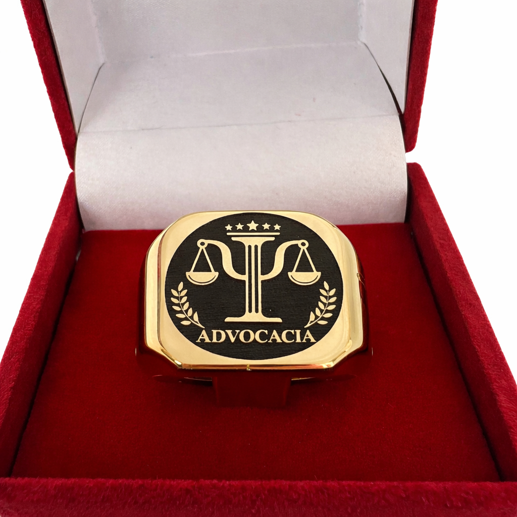 Anel Direito Formatura Advocacia Masculino Advogado Banhado A Ouro 18K Comendador LUXO