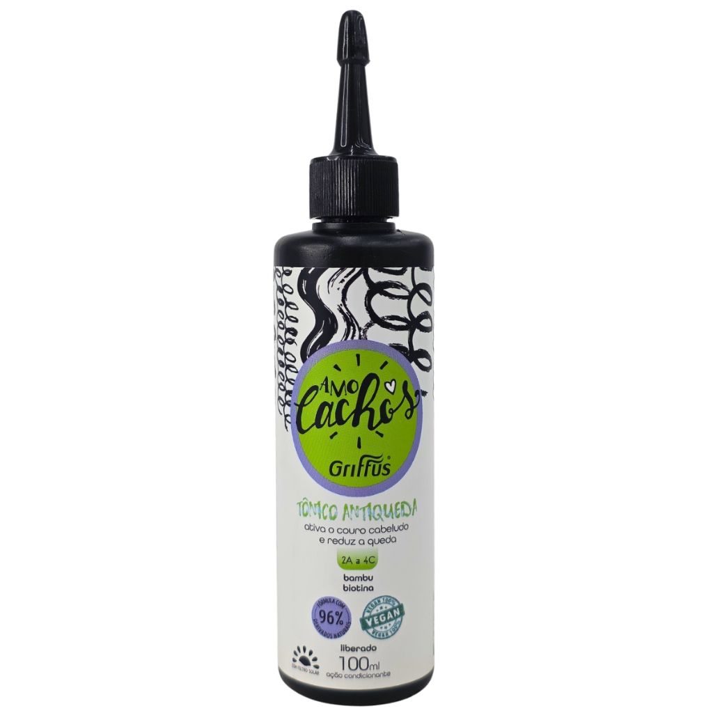 Tônico Capilar Antiqueda 2A a 4C Vegano Amo Cachos Griffus 100ml em Oferta na Shopee